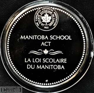 Canadian Historical Silver Medal   Manitoba School Act  
