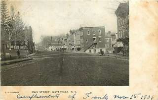 NY WATERVILLE MAIN ST TOWN VIEW MAILED 1906 T74467  