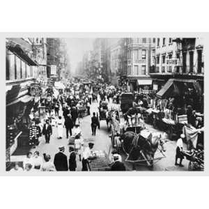  People, Peddlers, and Horse Drawn Carriages on a Lower 