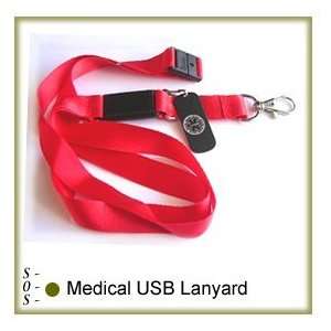   SOS (color RED) /USB Style Lanyard w Dog Tag Electronics
