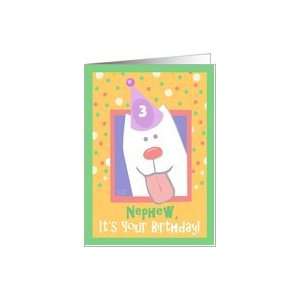  3rd Birthday, Nephew, Happy Dog, Party Hat Card Health 