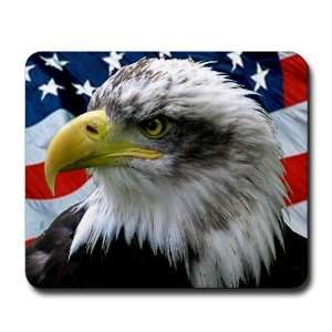  Bald Eagle American Flag Military Mousepad by  