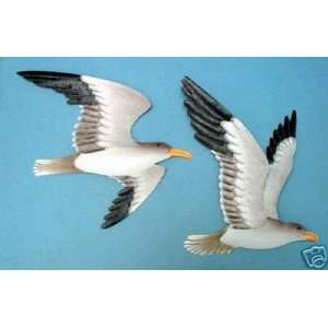 Two Metal Flying Gull Wall Plaques Nautical Wall Decor Seagulls 