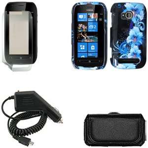  iFase Brand Nokia Lumia 710 Combo Blue Flower Protective 