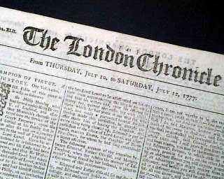   War Newspaper Howe defeats Washington & Ticonderoga Mention  