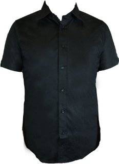 Ben Sherman William Short Sleeve Button Up Mens Shirt (Large, Black)