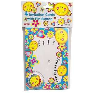  96 Packs of 4 invitation cards with face buttons 