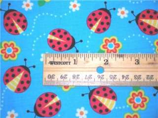 New Ladybug Fabric BTY Insect Bugs Blue  