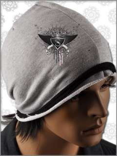 AM104 Grey Cotton Streetwear Rock Men Beanie Hat Cap  