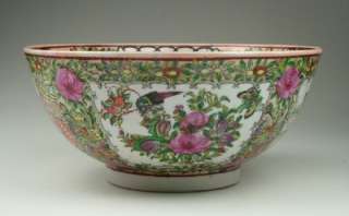 Large Vintage Chinese Republic Famille Rose Medallion Porcelain Bowl 