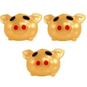  Splat Ball Novelty Squishy Toy Gold Pig Pack of 3 