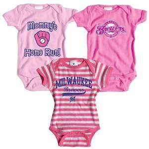 Milwaukee Brewers 3 Pack Girls Mommys Home Run Creeper Set by Soft as 