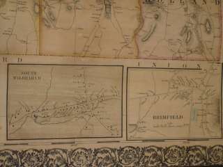 Original 1855 Walling Wall Map Hamden County MA  