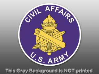 Round Civil Affairs Seal Sticker   decal logo army car  