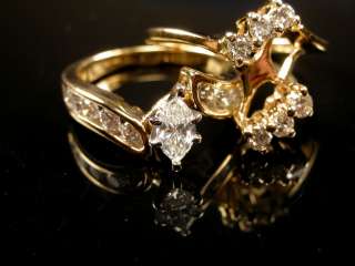 12,357 CERTIFIED 1.46CT DIAMOND TWO RING WEDDING ENGAGEMEN SET 14K 