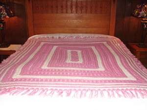 NEW Handcrafted Crochet Afghan Throw Blanket ~ White, Mauve or Pink 