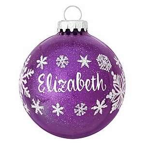  Personalized Purple With Snowflakes Sparkling Ornament 