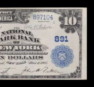 1902 $10 NATIONAL CURRENCY NEW YORK HIGH GRADE  