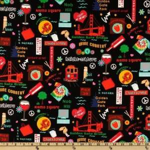   Francisco Landmarks Black Fabric By The Yard Arts, Crafts & Sewing