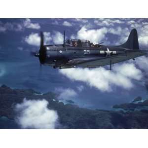  US Navy SBD Dauntless in Flight During Palau Islands Air 