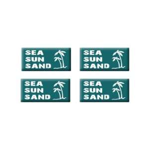  Sea Sun Sand   Beach Palm Trees   3D Domed Set of 4 