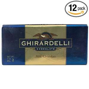 Ghirardelli Chocolate Milk Chocolate Bar, 3 Ounce Bars (Pack of 12)