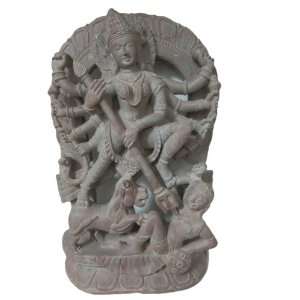  Hindu Goddess Maa Durga Killing Mahishasura Stone Statue 