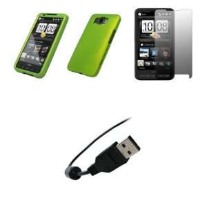  HTC HD2   Premium Neon Green Rubberized Snap On Cover Hard 