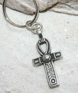ANKH EGYPTIAN CROSS AHNK Pewter KEYCHAIN Key Chain Ring  
