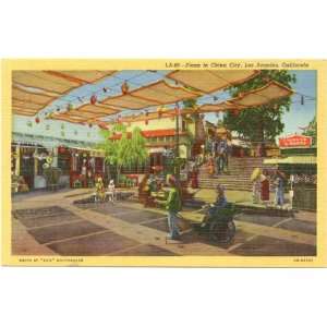  1940s Vintage Postcard Plaza in China City Los Angeles 