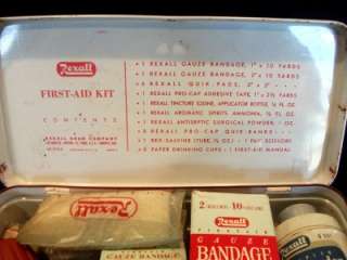 VINTAGE REXALL 1950S FIRST AID KIT~FILLED WITH ORIGINAL SUPPLIES~VERY 