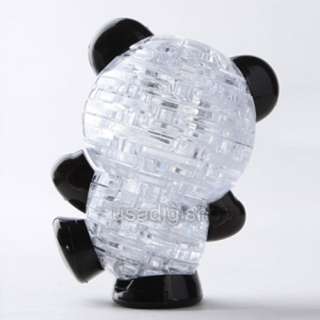 3D Cute Chinese Panda Crystal Jigsaw Puzzle White&Black No tools 
