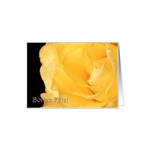  Happy Birthday in French   Quebec   yellow rose Card 