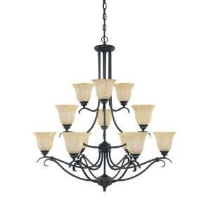   Burnished Bronze Vincente 12 Light 3 Tier Chandelier from the Vicente