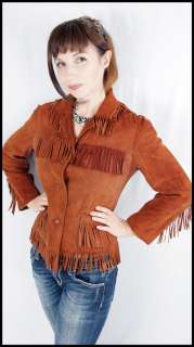 vtg 50s cropped WESTERN SUEDE b bar t FRINGE COAT s leather cowgirl 