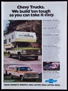Vintage Chevrolet Camper Trucks Magazine Print Ad  