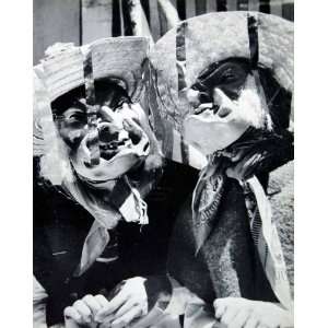  1945 Print Mexico Viejitos Dance Michoacan Festival Masks 