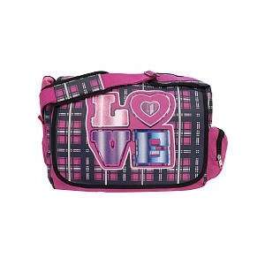  15 inch Love Messenger Bag   Pink and Black