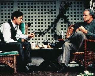   Don Vito Corleone and Al Pacino as Michael Corleone in The Godfather
