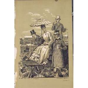   C1881 Hill Epsom Race Course Woman Men Parasol Print