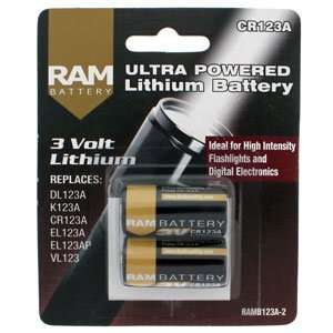 RAM Lighting   RAM High Power 3v Lithium Battery, 2 Pack  