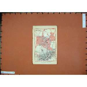  1901 Colour Map Italy Street Plan Vicenza Monte Berico 