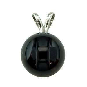  Round Onyx Pendant with Sterling Silver Split Bale 