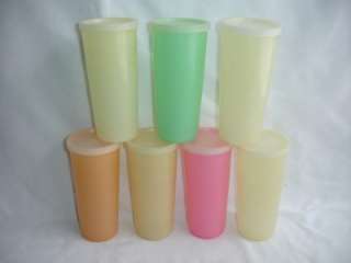 22 Sets Vintage TUPPERWARE TUMBLERS Glasses Cups Pastel Color Lids 