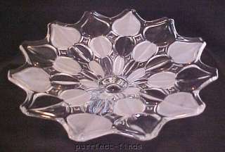 Glass Pedestal Platter Bowl Fluted Etched Vintage NICE  