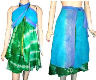 10 Vintage Silk Sari Magic wrap skirts dress Mix Sizes  
