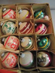 Vintage Christmas Mixed Lot Shiny Brite Stripes People Scenes Mica 