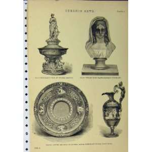   Ceramic Arts Vieled Bust Porcelain Vase Ewer Dish