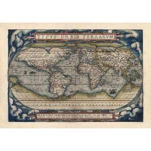  Antique Map of the World (1570) by Abraham Ortelius (Archival Print 