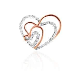   Pave Cubic Zircoina (CZ) Prong Set Pink Heart Charm Pendant Jewelry